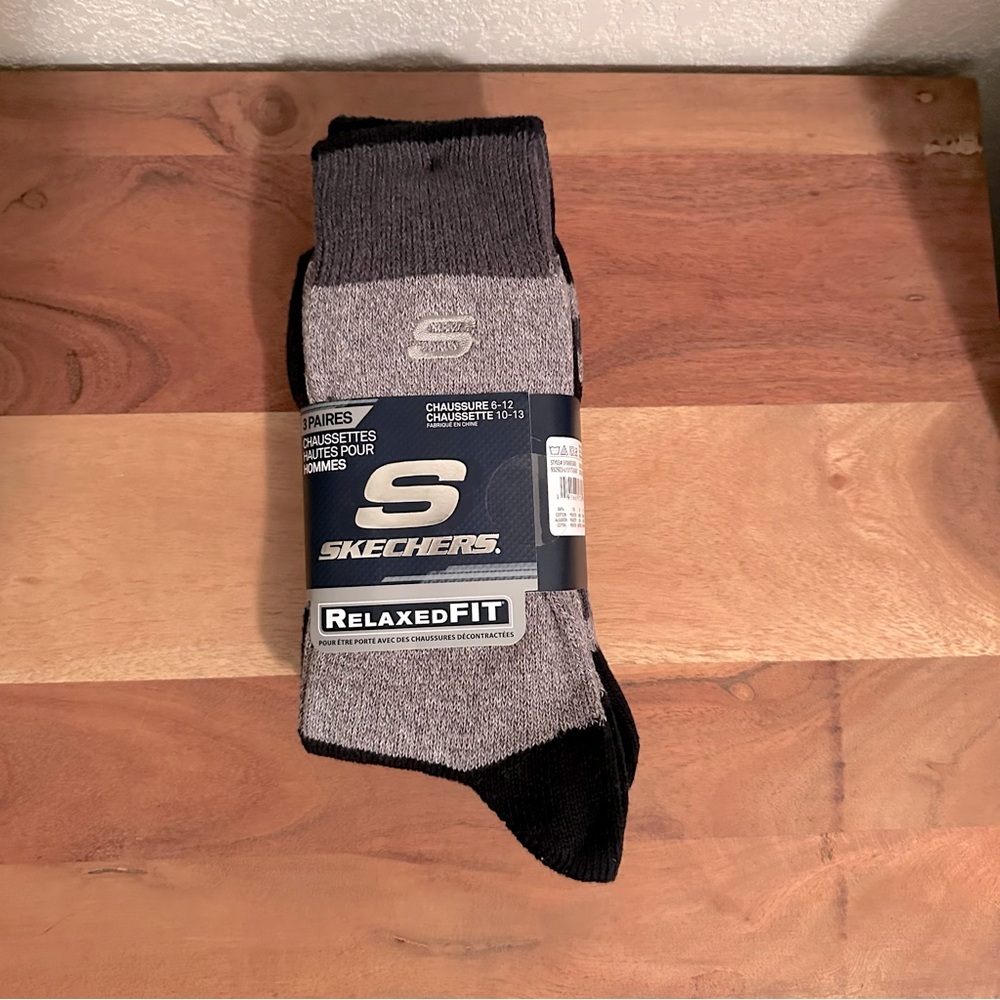 Mens Skechers Cotton Relaxed Fit Socks 3 pack NWT